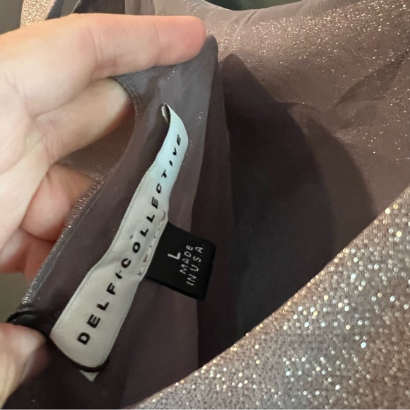 Delfi Collectice Jacqueline Metallic Ruffle Dress Size Large NEW! With tags! - Picture 8 of 8